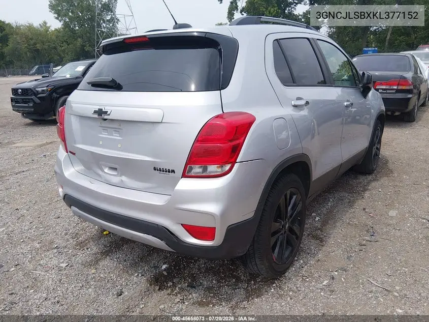2019 Chevrolet Trax Lt VIN: 3GNCJLSBXKL377152 Lot: 45658073