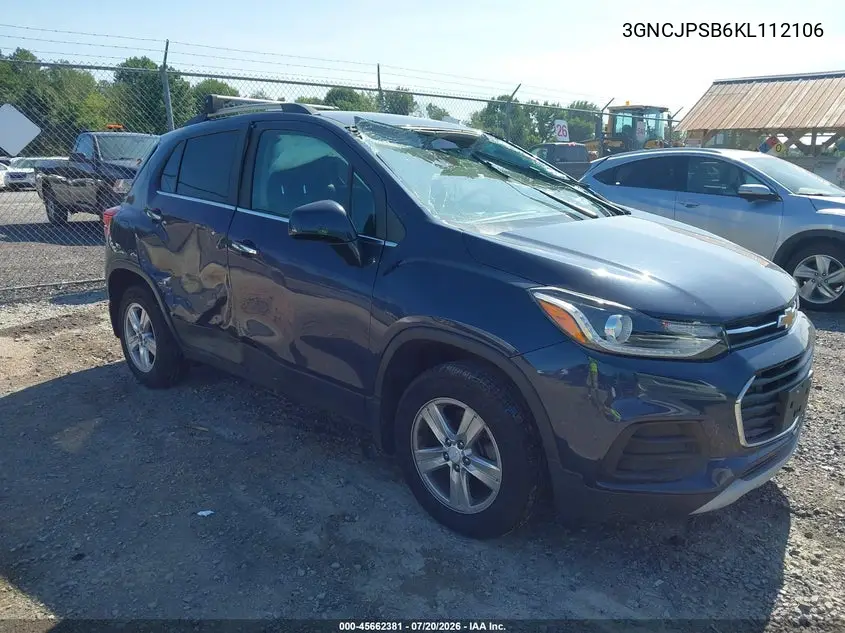 2019 Chevrolet Trax Lt VIN: 3GNCJPSB6KL112106 Lot: 45662381