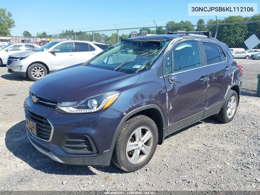 2019 Chevrolet Trax Lt VIN: 3GNCJPSB6KL112106 Lot: 45662381