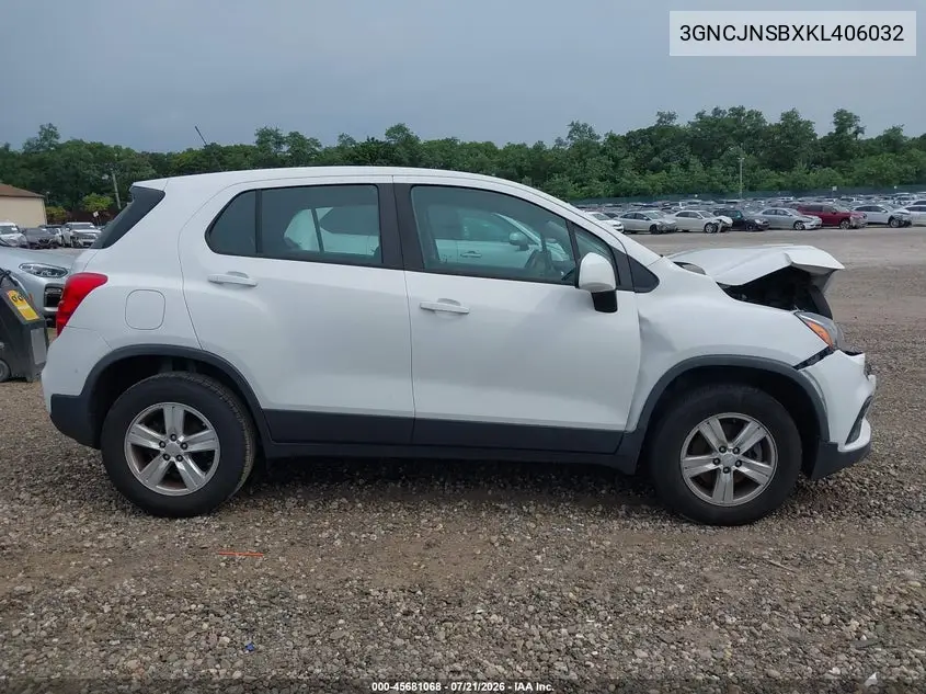 2019 Chevrolet Trax Ls VIN: 3GNCJNSBXKL406032 Lot: 45681068