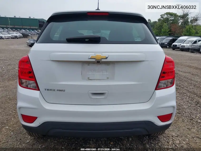 2019 Chevrolet Trax Ls VIN: 3GNCJNSBXKL406032 Lot: 45681068