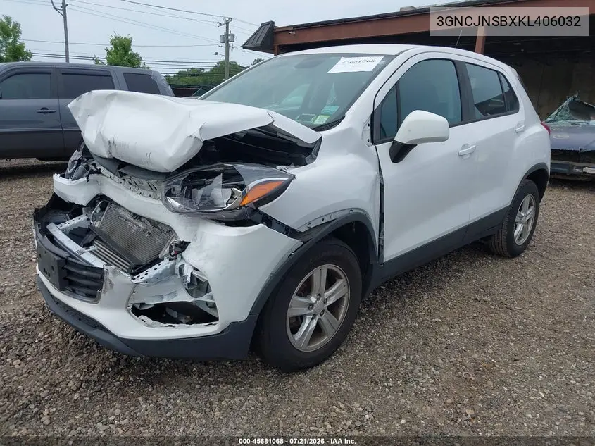 2019 Chevrolet Trax Ls VIN: 3GNCJNSBXKL406032 Lot: 45681068