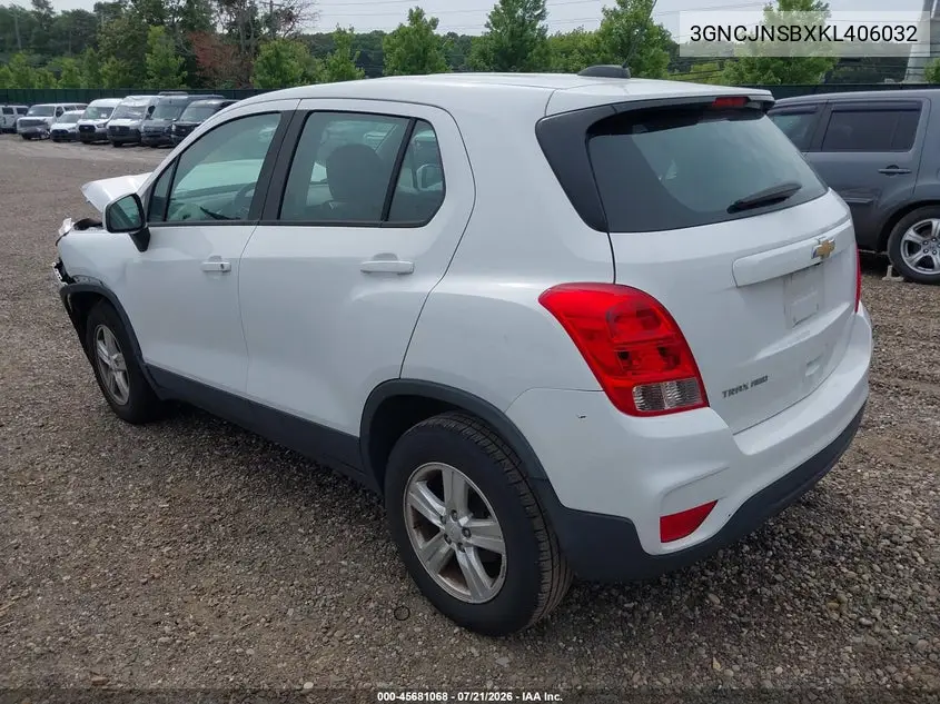 2019 Chevrolet Trax Ls VIN: 3GNCJNSBXKL406032 Lot: 45681068