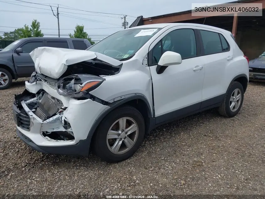 2019 Chevrolet Trax Ls VIN: 3GNCJNSBXKL406032 Lot: 45681068