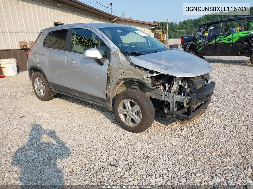 2020 Chevrolet Trax Awd Ls VIN: 3GNCJNSBXLL116701 Lot: 45634569