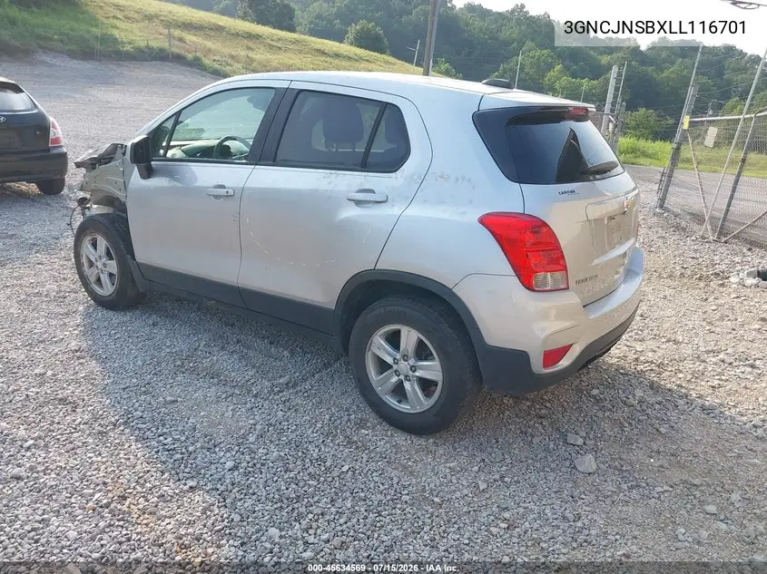 2020 Chevrolet Trax Awd Ls VIN: 3GNCJNSBXLL116701 Lot: 45634569