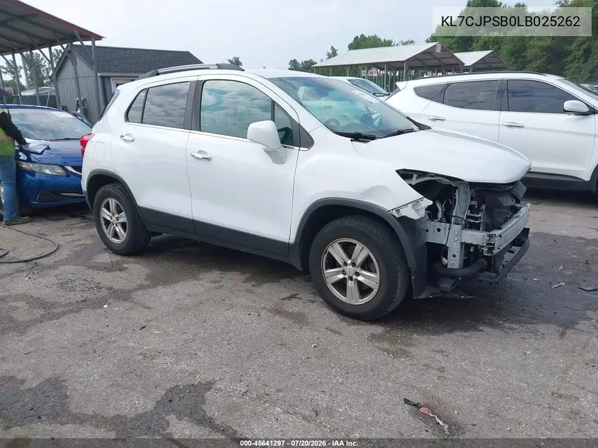 2020 Chevrolet Trax Awd Lt VIN: KL7CJPSB0LB025262 Lot: 45641297