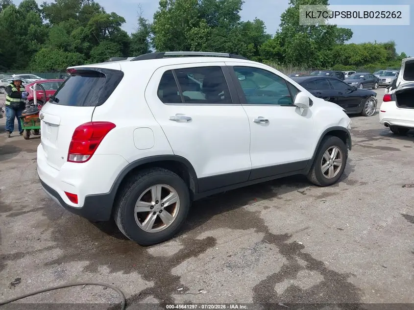 2020 Chevrolet Trax Awd Lt VIN: KL7CJPSB0LB025262 Lot: 45641297