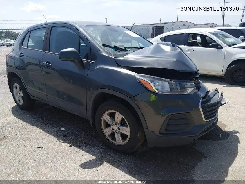2020 Chevrolet Trax Awd Ls VIN: 3GNCJNSB1LL151370 Lot: 45655970