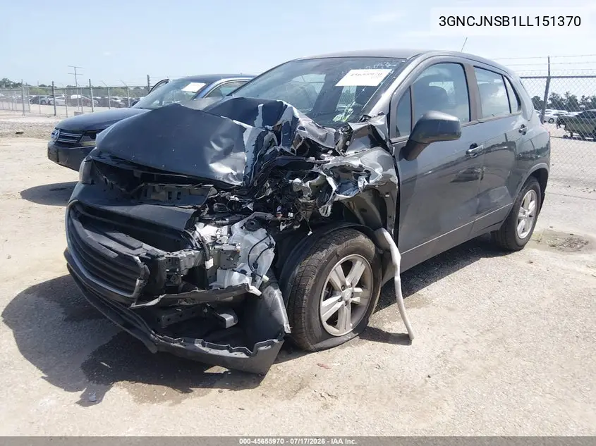 2020 Chevrolet Trax Awd Ls VIN: 3GNCJNSB1LL151370 Lot: 45655970