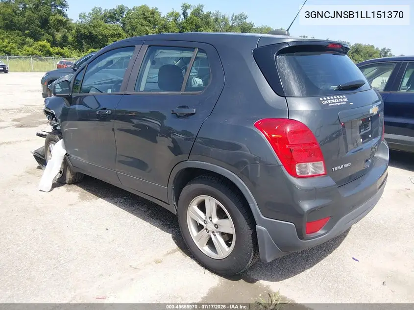 2020 Chevrolet Trax Awd Ls VIN: 3GNCJNSB1LL151370 Lot: 45655970