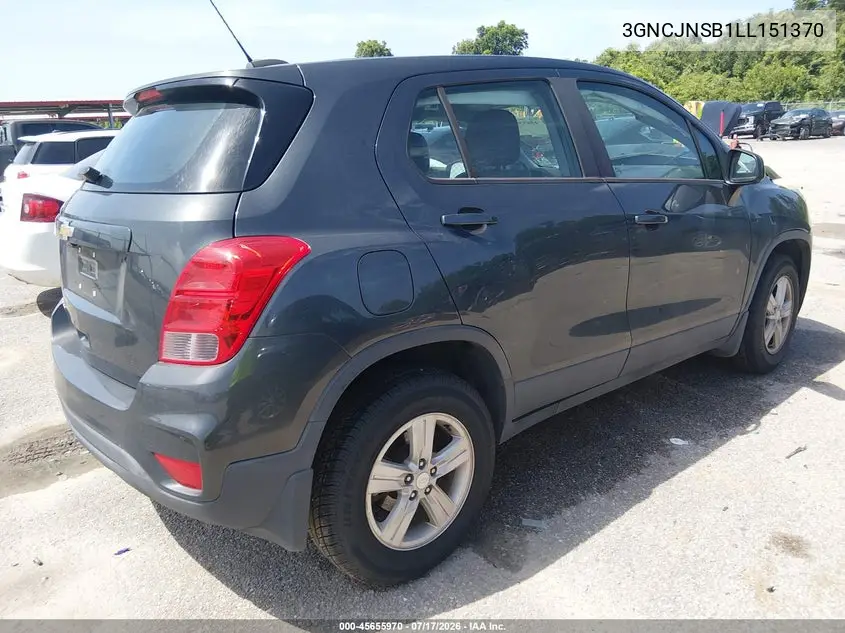 2020 Chevrolet Trax Awd Ls VIN: 3GNCJNSB1LL151370 Lot: 45655970