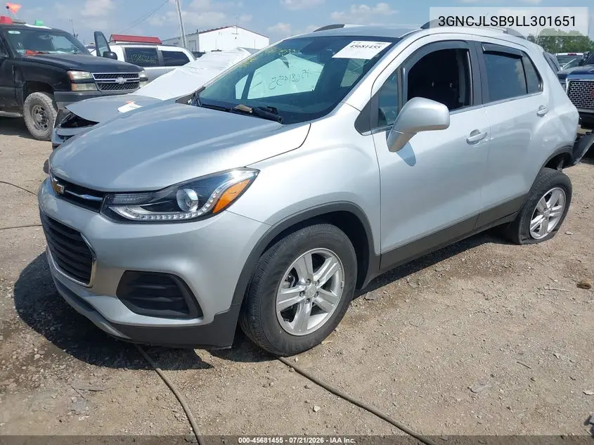 2020 Chevrolet Trax Fwd Lt VIN: 3GNCJLSB9LL301651 Lot: 45681455