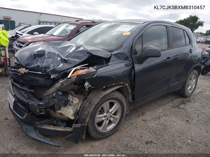 2021 Chevrolet Trax Fwd Ls VIN: KL7CJKSBXMB310457 Lot: 45333125