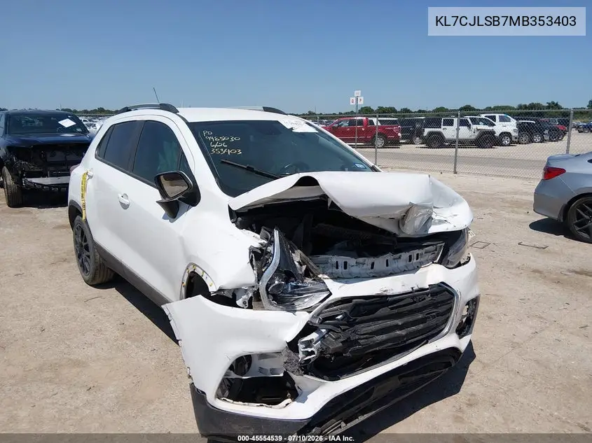 2021 Chevrolet Trax Fwd Lt VIN: KL7CJLSB7MB353403 Lot: 45554539