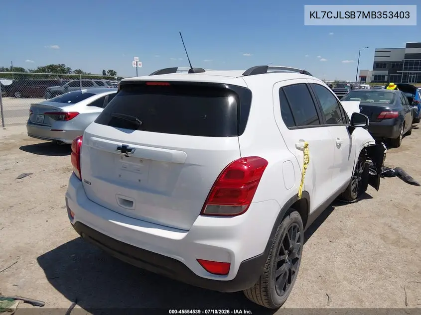 2021 Chevrolet Trax Fwd Lt VIN: KL7CJLSB7MB353403 Lot: 45554539