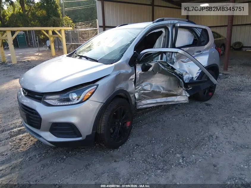 2021 Chevrolet Trax Awd Lt VIN: KL7CJPSB2MB345751 Lot: 45568794