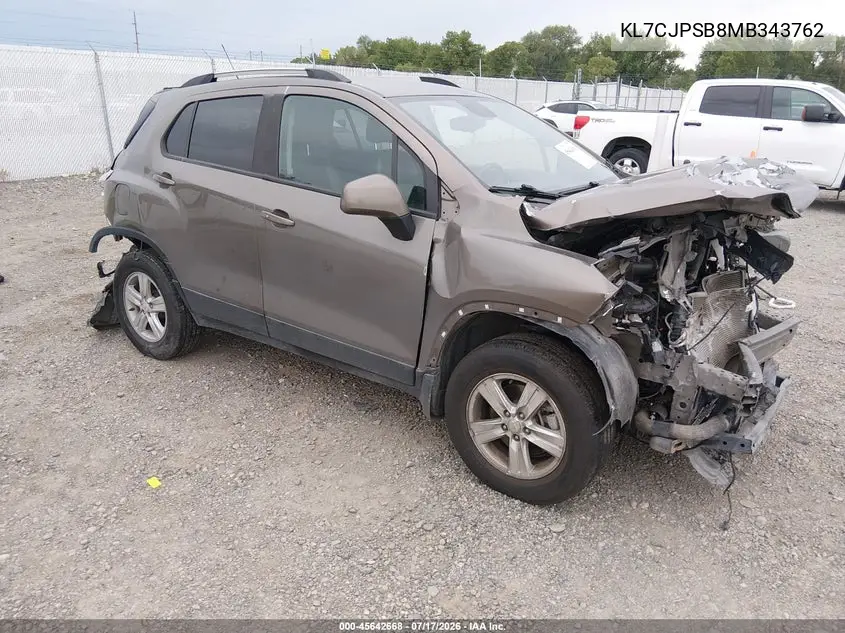2021 Chevrolet Trax Awd Lt VIN: KL7CJPSB8MB343762 Lot: 45642668
