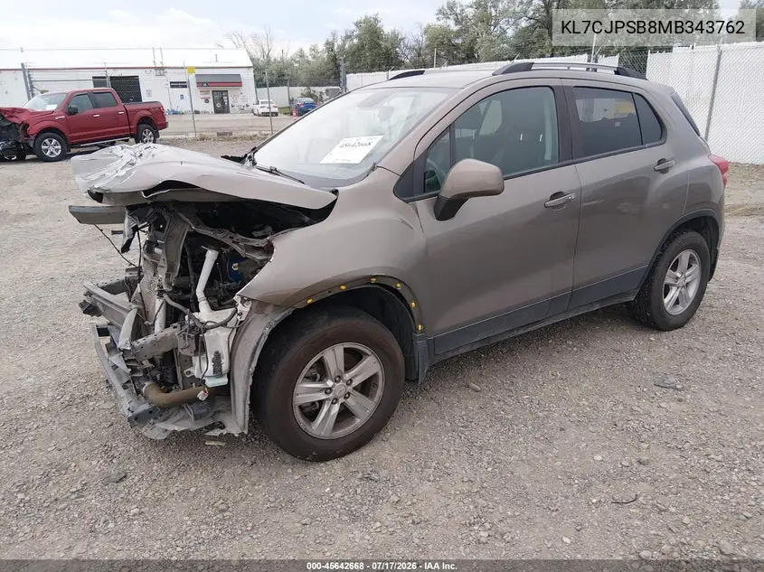2021 Chevrolet Trax Awd Lt VIN: KL7CJPSB8MB343762 Lot: 45642668