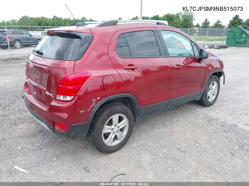 2022 Chevrolet Trax Awd Lt VIN: KL7CJPSM9NB515073 Lot: 45401286
