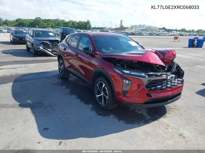 2024 Chevrolet Trax Fwd 1Rs VIN: KL77LGE2XRC068033 Lot: 45392044