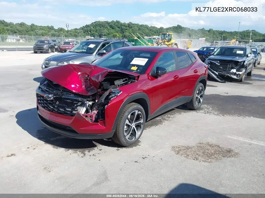 2024 Chevrolet Trax Fwd 1Rs VIN: KL77LGE2XRC068033 Lot: 45392044