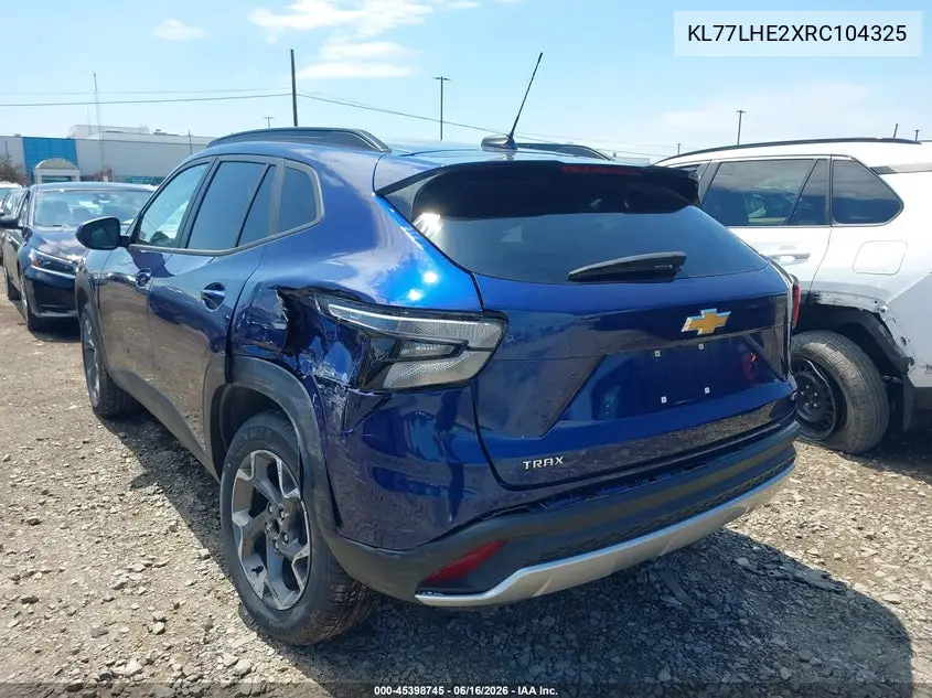 2024 Chevrolet Trax Fwd Lt VIN: KL77LHE2XRC104325 Lot: 45398745