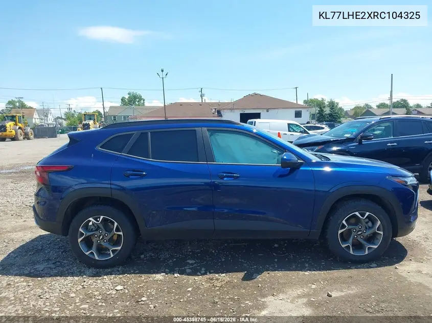 2024 Chevrolet Trax Fwd Lt VIN: KL77LHE2XRC104325 Lot: 45398745