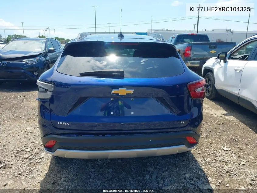 2024 Chevrolet Trax Fwd Lt VIN: KL77LHE2XRC104325 Lot: 45398745