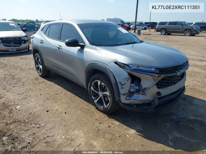 2024 Chevrolet Trax Fwd 1Rs VIN: KL77LGE2XRC111351 Lot: 45409207