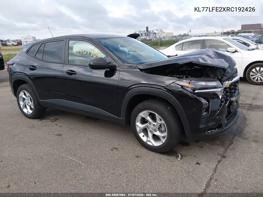 2024 Chevrolet Trax Fwd Sp VIN: KL77LFE2XRC192426 Lot: 45567864