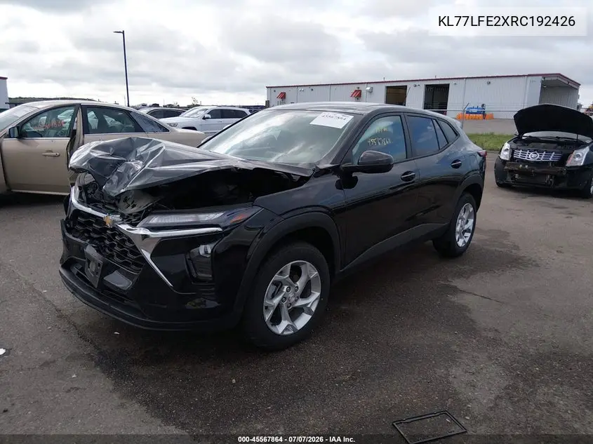 2024 Chevrolet Trax Fwd Sp VIN: KL77LFE2XRC192426 Lot: 45567864