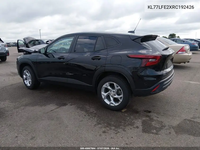 2024 Chevrolet Trax Fwd Sp VIN: KL77LFE2XRC192426 Lot: 45567864