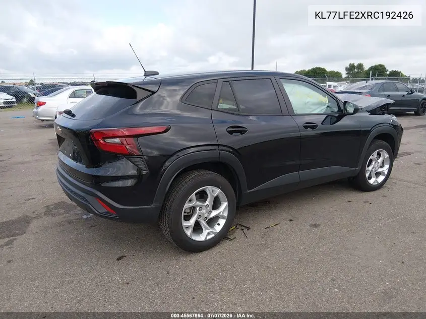 2024 Chevrolet Trax Fwd Sp VIN: KL77LFE2XRC192426 Lot: 45567864