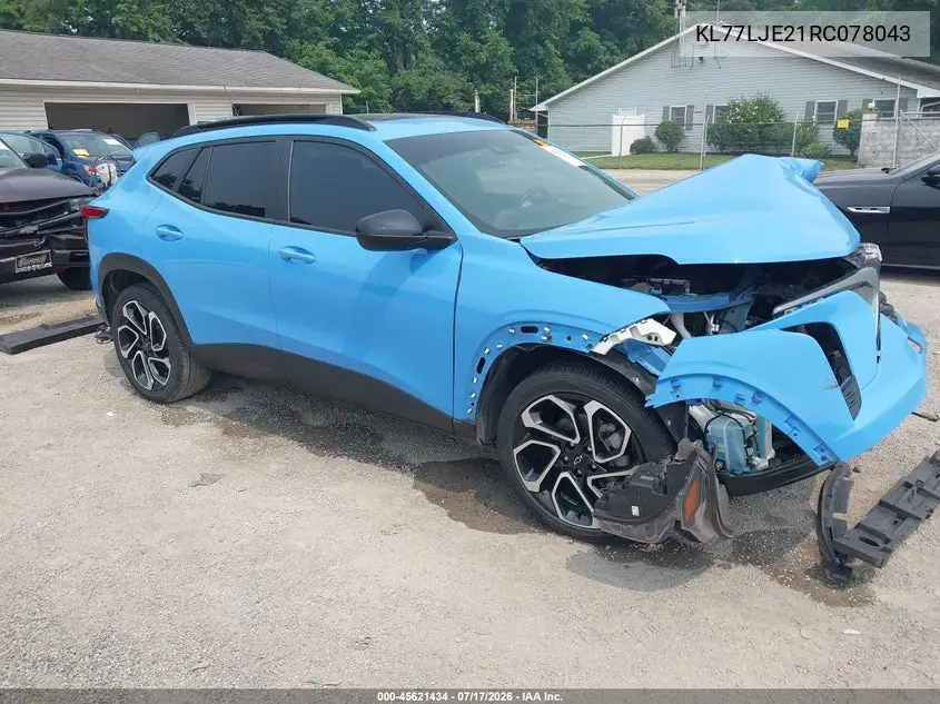 2024 Chevrolet Trax Fwd 2Rs VIN: KL77LJE21RC078043 Lot: 45621434