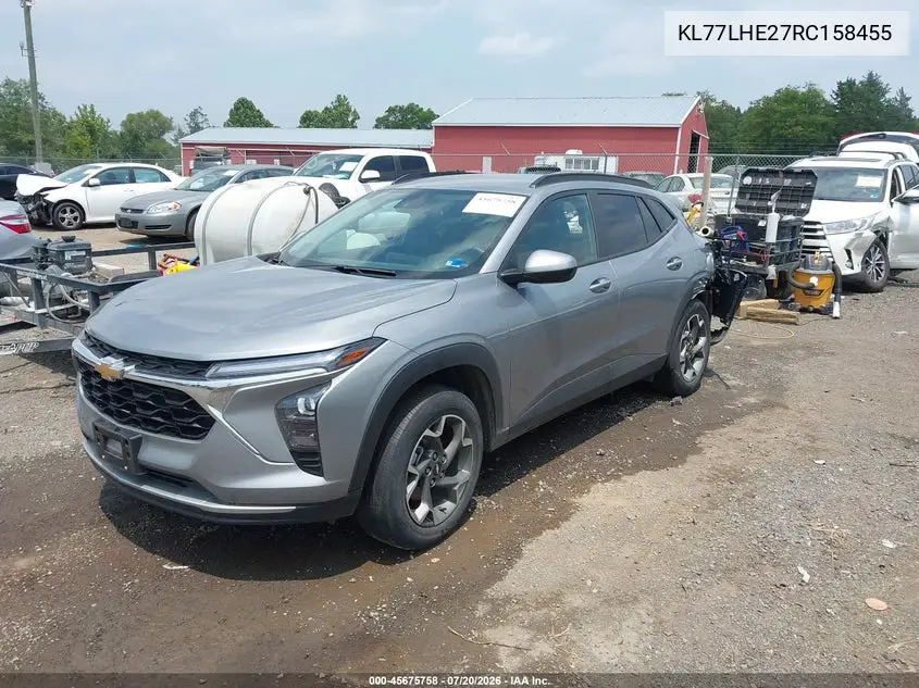 2024 Chevrolet Trax Fwd Lt VIN: KL77LHE27RC158455 Lot: 45675758