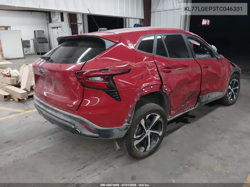 2026 Chevrolet Trax Fwd 1Rs VIN: KL77LGEP3TC046331 Lot: 45674409