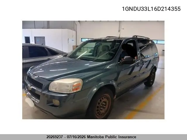 2006 Chevrolet Uplander Lt VIN: 1GNDU33L16D214355 Lot: 20269237