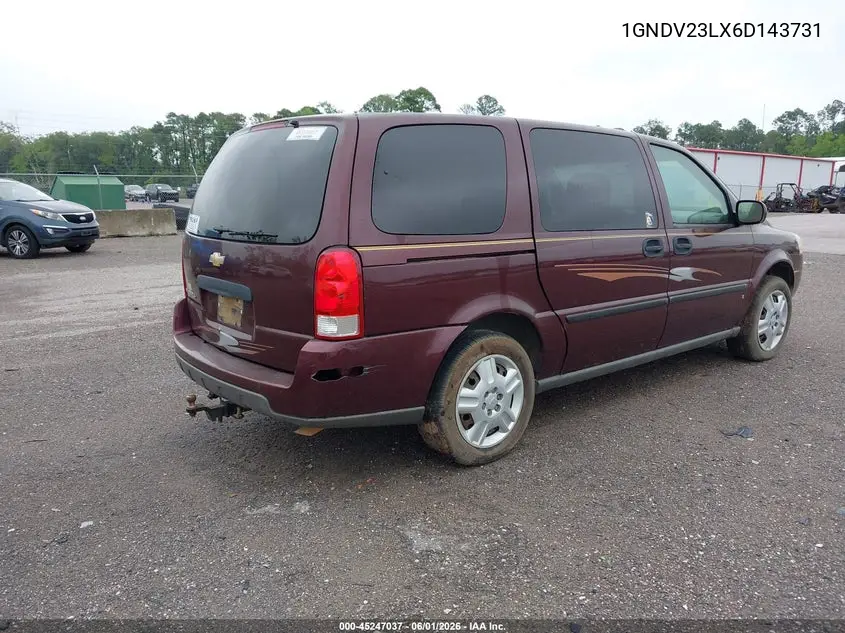 2006 Chevrolet Uplander Ls VIN: 1GNDV23LX6D143731 Lot: 45247037
