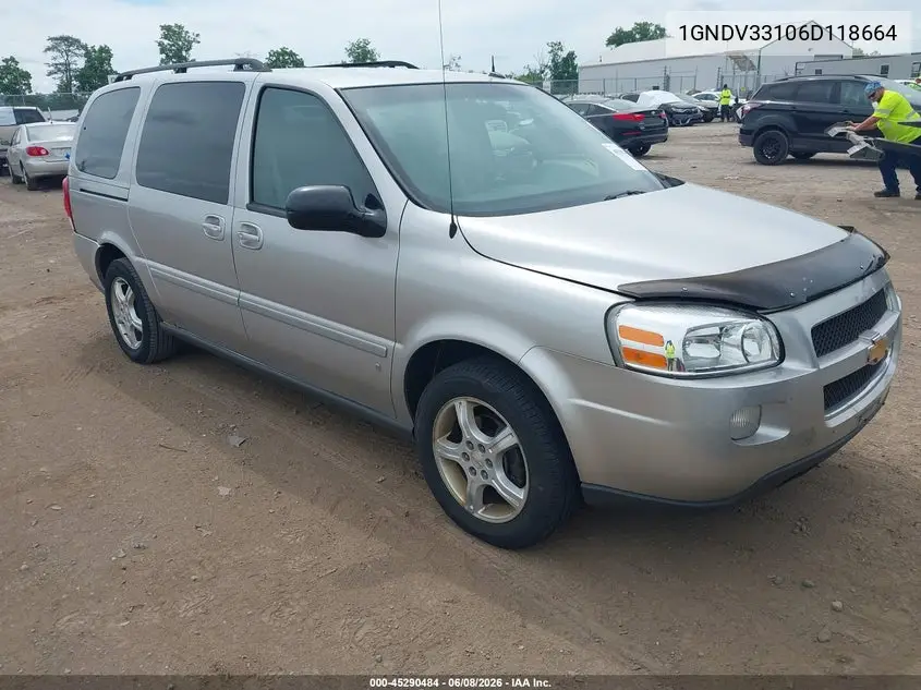 2006 Chevrolet Uplander Lt VIN: 1GNDV33106D118664 Lot: 45290484