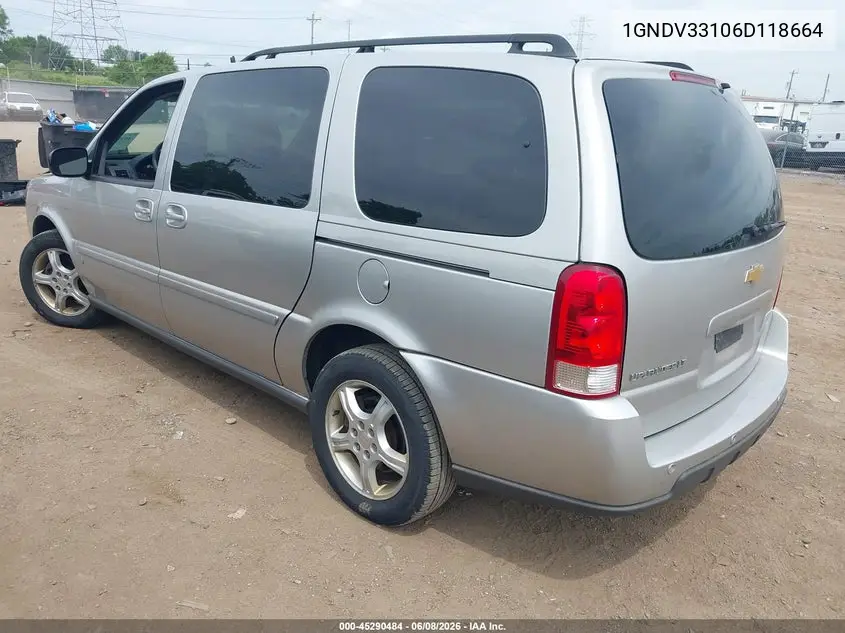 2006 Chevrolet Uplander Lt VIN: 1GNDV33106D118664 Lot: 45290484