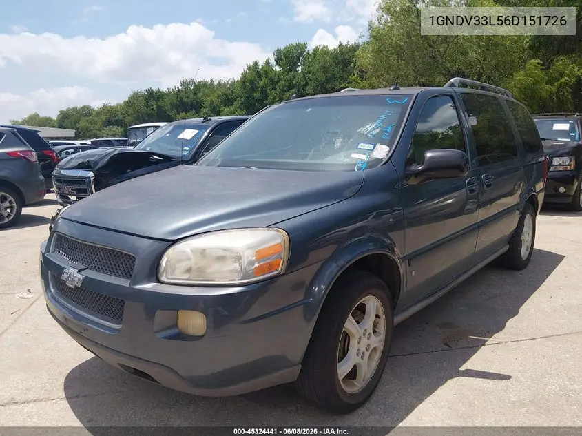 2006 Chevrolet Uplander Lt W/3Lt VIN: 1GNDV33L56D151726 Lot: 45324441