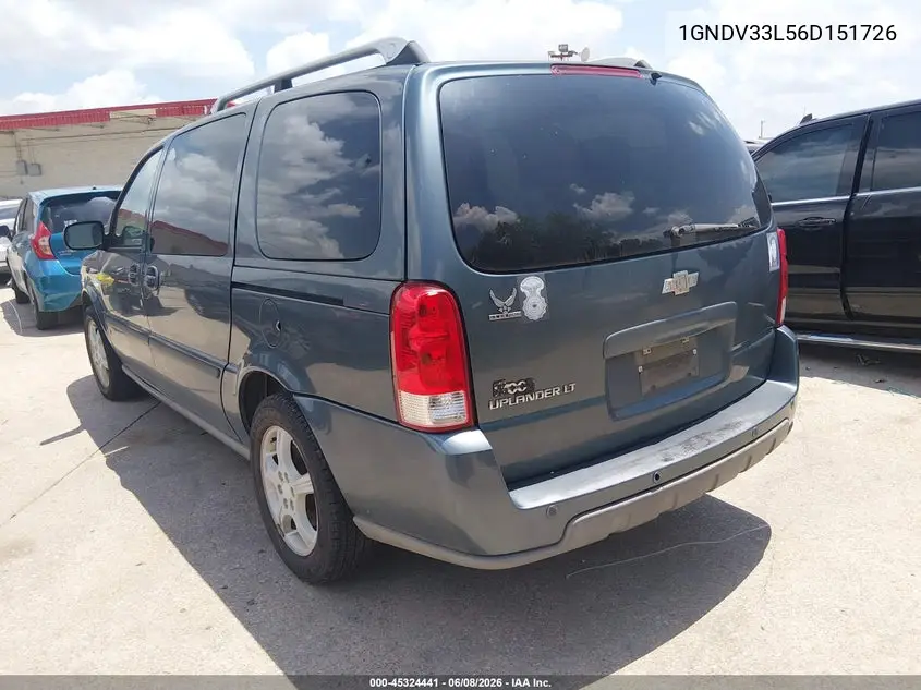 2006 Chevrolet Uplander Lt W/3Lt VIN: 1GNDV33L56D151726 Lot: 45324441