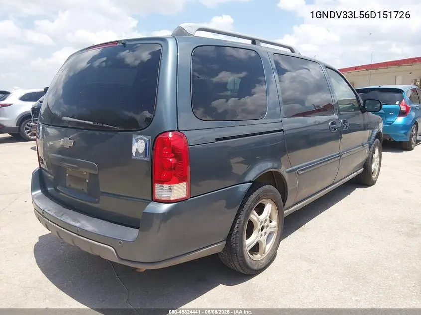 2006 Chevrolet Uplander Lt W/3Lt VIN: 1GNDV33L56D151726 Lot: 45324441