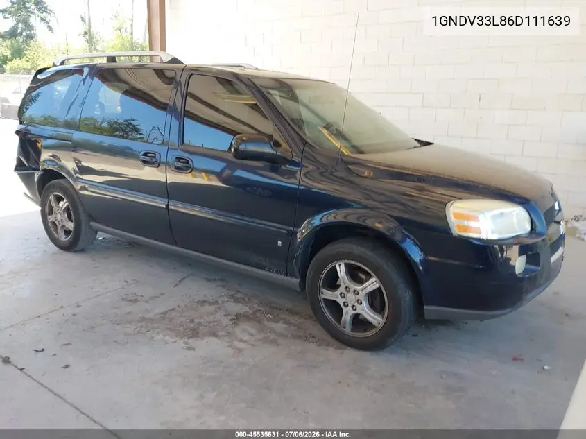 2006 Chevrolet Uplander Lt W/2Lt VIN: 1GNDV33L86D111639 Lot: 45535631
