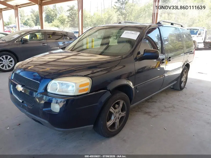 2006 Chevrolet Uplander Lt W/2Lt VIN: 1GNDV33L86D111639 Lot: 45535631
