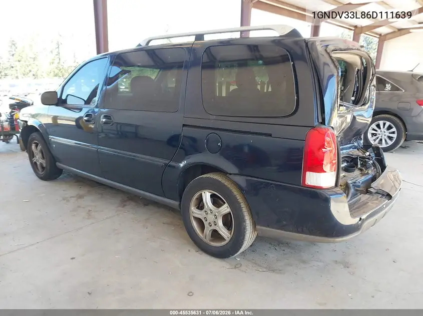 2006 Chevrolet Uplander Lt W/2Lt VIN: 1GNDV33L86D111639 Lot: 45535631