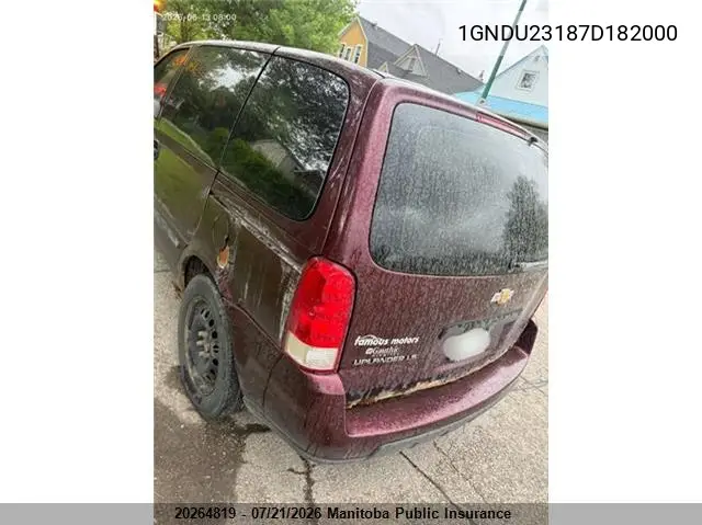 2007 Chevrolet Uplander Ls VIN: 1GNDU23187D182000 Lot: 20264819