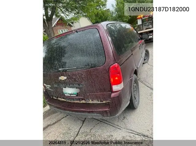 2007 Chevrolet Uplander Ls VIN: 1GNDU23187D182000 Lot: 20264819