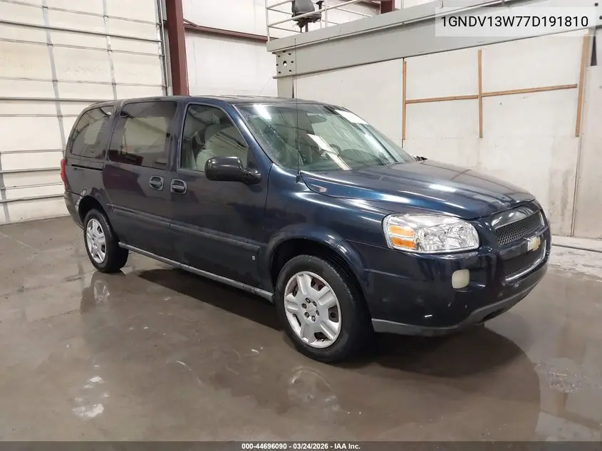 2007 Chevrolet Uplander Cargo VIN: 1GNDV13W77D191810 Lot: 44696090